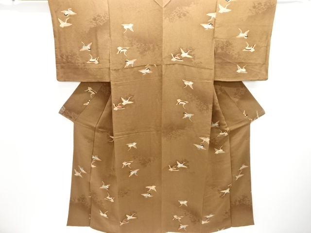 JAPANESE KOMON KIMONO / CHIRIMEN / CRANE